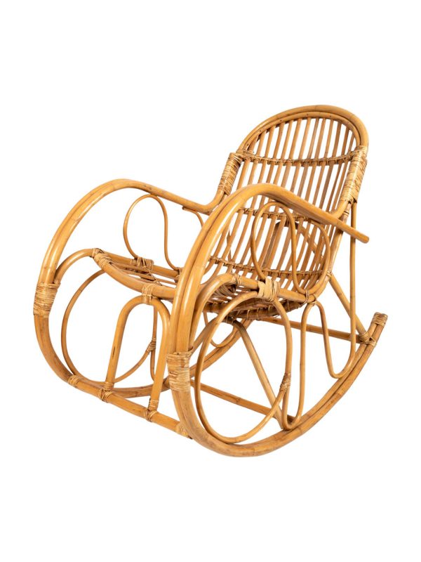 Mid Century Italian Bamboo and Rattan Rocking Lounge Chair C.1960