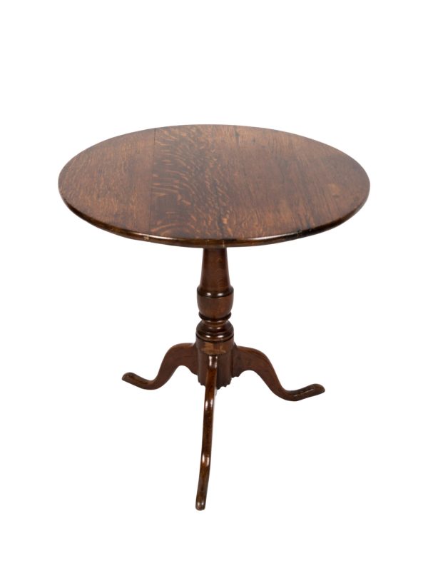 Antique English 18th Century George III Oak Tripod Table C.1790